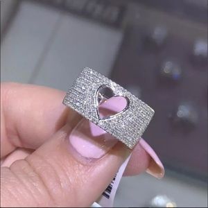 NEW Silver Heart Diamond Ring